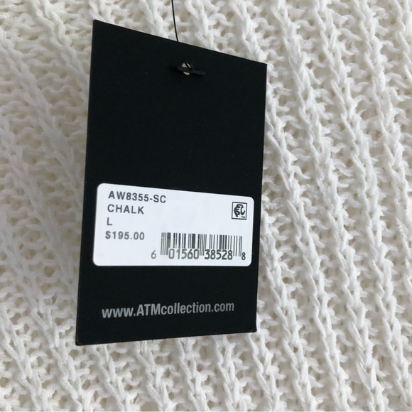 ATM Revolve Diagonal Stitch White Knit Pullover Large - Picture 6 of 11